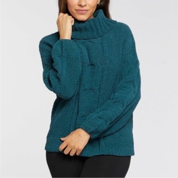 Seven7 Chenille Deep Teal Cowl Neck Sweater Sz M - Picture 1 of 6